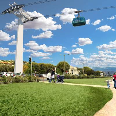 Projection du téléphérique côté Saint-Laurent