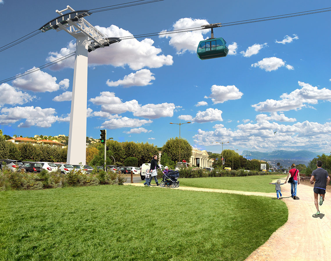 Projection du téléphérique côté Saint-Laurent